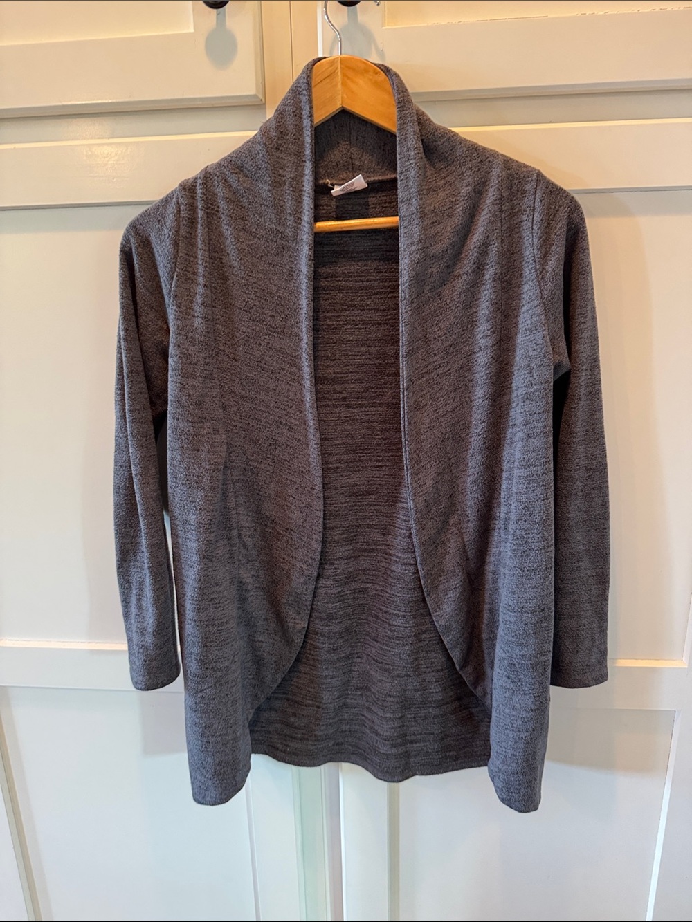 Open-Front Gray Shawl Collar Cardigan for Women